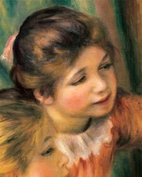 Junge Mädchen am Klavier, Detail