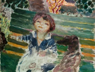 Kleines Mädchen mit Hund