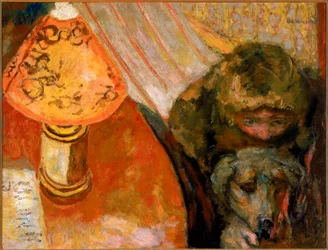 Gemälde eines von Lampenlicht erleuchteten Innenraums