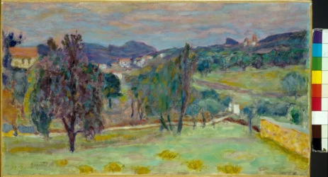 Violette Landschaft am Abend