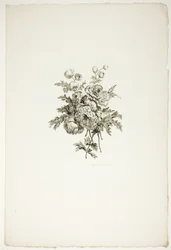 Blumenstrauß mit Pfingstrosen, aus Sammlung verschiedener Blumensträuße, erfunden und gezeichnet von Jean Pillement und graviert von P. C. Canot