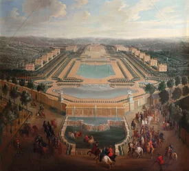 Gesamtansicht des Schlosses und der Pavillons in Marly