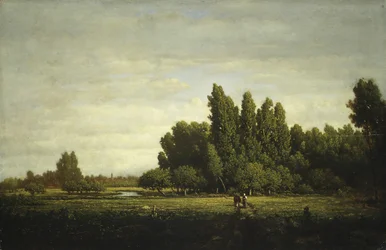 Eine von Bäumen gesäumte Wiese, ca. 1845
