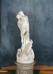 Figur des Todes, die eine weibliche Nackte umarmt