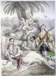 Les Houris - in "Les Femmes mythologiques", Zeichnungen von G. Staal, von Mery und dem Cte Foelix, Ed. G. de Gouet