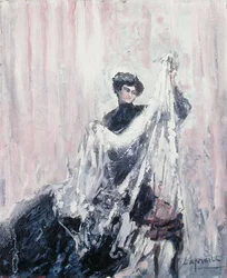 Frau in Schwarz, um 1900