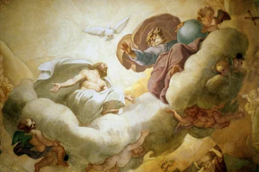 Detail der Malerei des Innenraums der Kuppel mit Darstellung der Heiligen Dreifaltigkeit (1663-65)