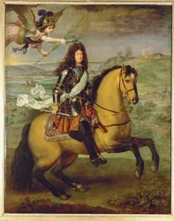 Ludwig XIV. zu Pferd, von Sieg gekrönt