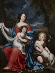 Porträt der Madame de Maintenon 1635-1719 mit den leiblichen Kindern Ludwigs XIV., 17. Jahrhundert