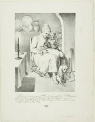 Skizze von Jean-Jacques Rousseau (recto); Waldszene (verso)