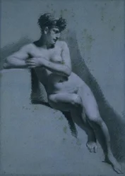 Studie einer sitzenden nackten Frau, nach rechts blickend (recto)