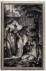 Mazet de Lamporechio - in „Tales et nouvelles en vers“ von Jean La Fontaine. 1776. Illustration von P.P. Choffard