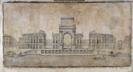 Architektur: „Projekt des Place Royale für Marseille, Perspektive auf die Stadt“ 1686