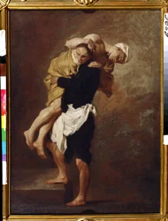 Zwei Figuren. 66 x 49 cm, um 1736. Französische Kunst des 18. Jahrhunderts. Puschkin-Museum der Schönen Künste, Moskau.