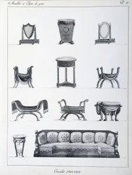 Möbel der Konsulatszeit. Platte aus der Sammlung „Collection de mobilier et objets de taste“ von Pierre de la Mesangere