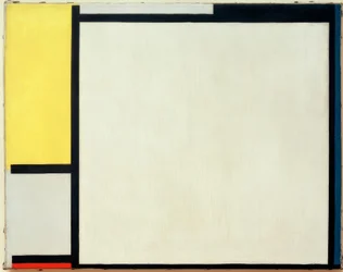 Komposition mit Gelb, Schwarz, Blau, Rot und Grau