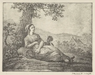 Ruhende Frau bei Baum