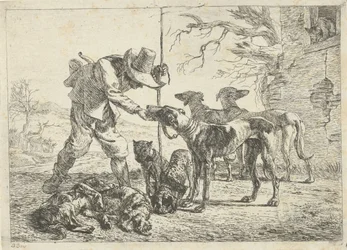 Jäger mit sieben Hunden