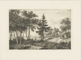Landschaft mit Kiefer und Reiter