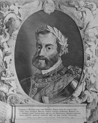 Karl V., Heiliger Römischer Kaiser, graviert von Pieter van Sompel, 1644