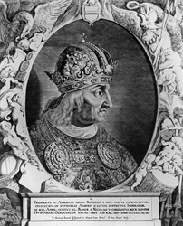 Porträt von Friedrich IV., Heiliger Römischer Kaiser, graviert von Pieter van Sompel