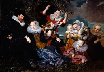 Porträt von Paulus Van Beresteyn (1588-1636) mit seiner Frau und sechs Kindern und zwei Mägden