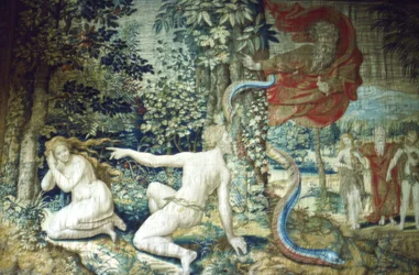 Florenz. Adam und Eva nach dem Sündenfall, Brüsseler Wandteppich, 1548, 20. Jahrhundert