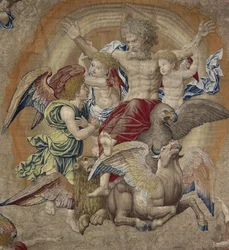 Gottvater mit den Symbolen der vier Apostel (Tetramorphos), bekannt als Die Dreifaltigkeit