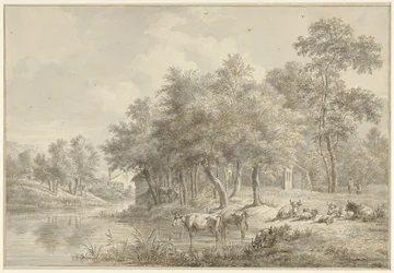 Flusslandschaft mit Vieh