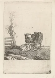 Landschaft mit drei Kühen