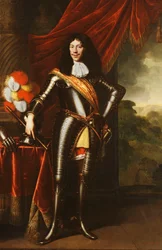 Porträt eines Gentlemans, möglicherweise ein Mitglied der Hohenzollern, Ganzkörper, in Rüstung