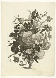 Glasvase mit Blumen (Vasen mit Blumensträußen)