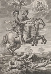 Teller 10: Der König von Ungarn und Ferdinand zu Pferd, aus Guillielmus Becanus