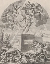 Tafel 1: Ferdinand als Mars, stehend auf einem Sockel, aus Guillielmus Becanus