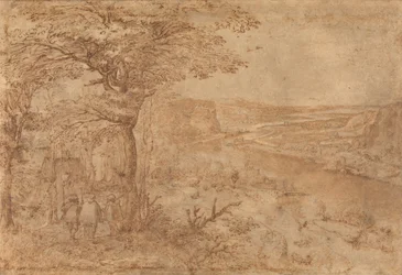 Landschaft mit Pilgern