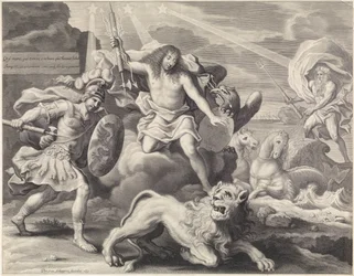 Werbeprint mit allegorischer Darstellung von Ludwig XIV. als Jupiter, 1659