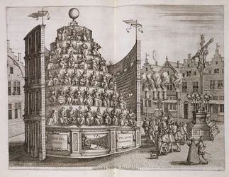 Illustration eines beweglichen Theaters, aus 