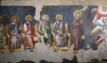 Das Jüngste Gericht Detail der Apostel (von denen der heilige Paulus rechts ist) - Fresko