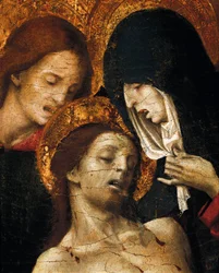 Kreuzabnahme (Deposizione), Detail von Johannes, der Jungfrau Maria und Christus, frühes 16. Jahrhundert