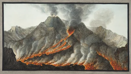 Krater des Vesuvs nach einer 1756 vor Ort angefertigten Originalzeichnung, Tafel 10 aus „Campi Phlegrai: Beobachtungen über die Vulkane beider Sizilien“ von Sir William Hamilton (1730-1803)