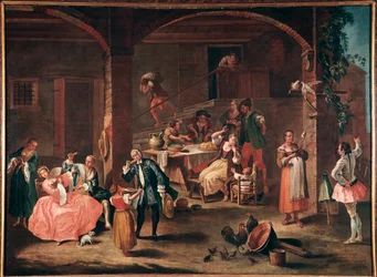 La merenda in campagna (Der Imbiss auf dem Land) Gemälde von Pietro Longhi (1702-1785) um 1750 Venedig, Ca