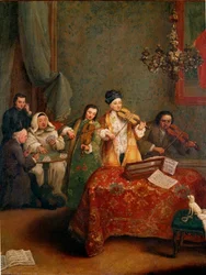 Das Konzert. Ein Trio von Geigern. Gemälde von Pietro Longhi (1702-1788) 18. Jahrhundert Venedig, Galleria dell