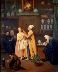 Der Apotheker. Gemälde von Pietro Longhi (1702-1785). 1752 Galleria dell