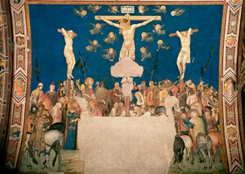 Kreuzigungsfresko, Pietro Lorenzetti (um 1280/5-1348), 1335-1340, Basilica di San Francesco, Chiesa Inferiore, Assisi
