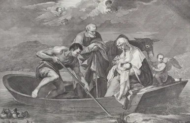 Die Flucht nach Ägypten, mit der Heiligen Familie in einem Boot, 1730-50