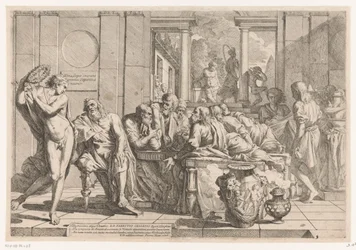 Alkibiades unterbricht Gespräch zwischen Sokrates und seinen Freunden
