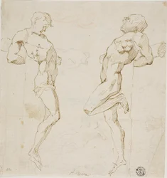 Studien für Diebe am Kreuz (recto), Skizze von Figuren (verso)