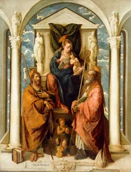 Die Madonna und das Kind auf dem Thron
