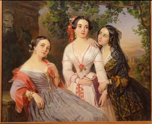 Porträts der Schwestern Gräfin Elisabeth Salias de Tournemire, Sophia Soukhovo Kobylina und Eudokia Petrovo Solovovo