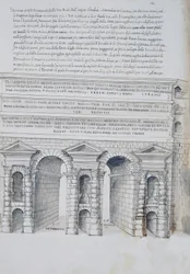 Porta Maggiore in Rom, Zeichnung, aus Römische Antiquitäten, von Pirro Ligorio (1513-1583)